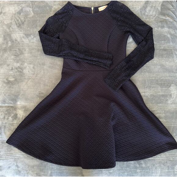 Altar'd State Dresses & Skirts - Altar'd State Navy Blue Lace Long Sleeve Fit & Flare Mini Dress Women's Small